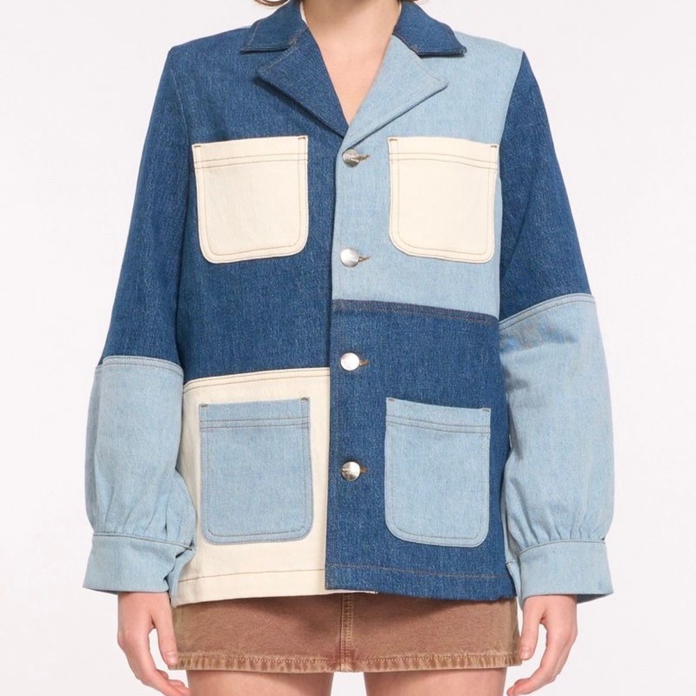 Seventy + Mochi Piper Patched Chore Denim Jacket size 6